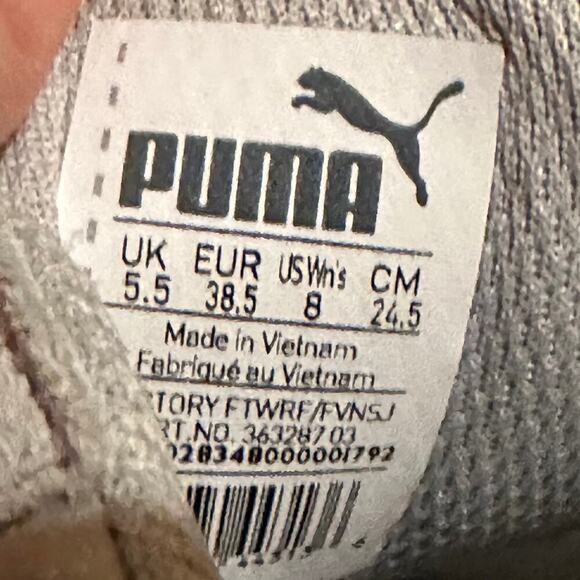 Puma Vikky Stacked Gray Suede Leather Tie Tennis Shoes Sneakers Women's 8 - Picture 2 of 7